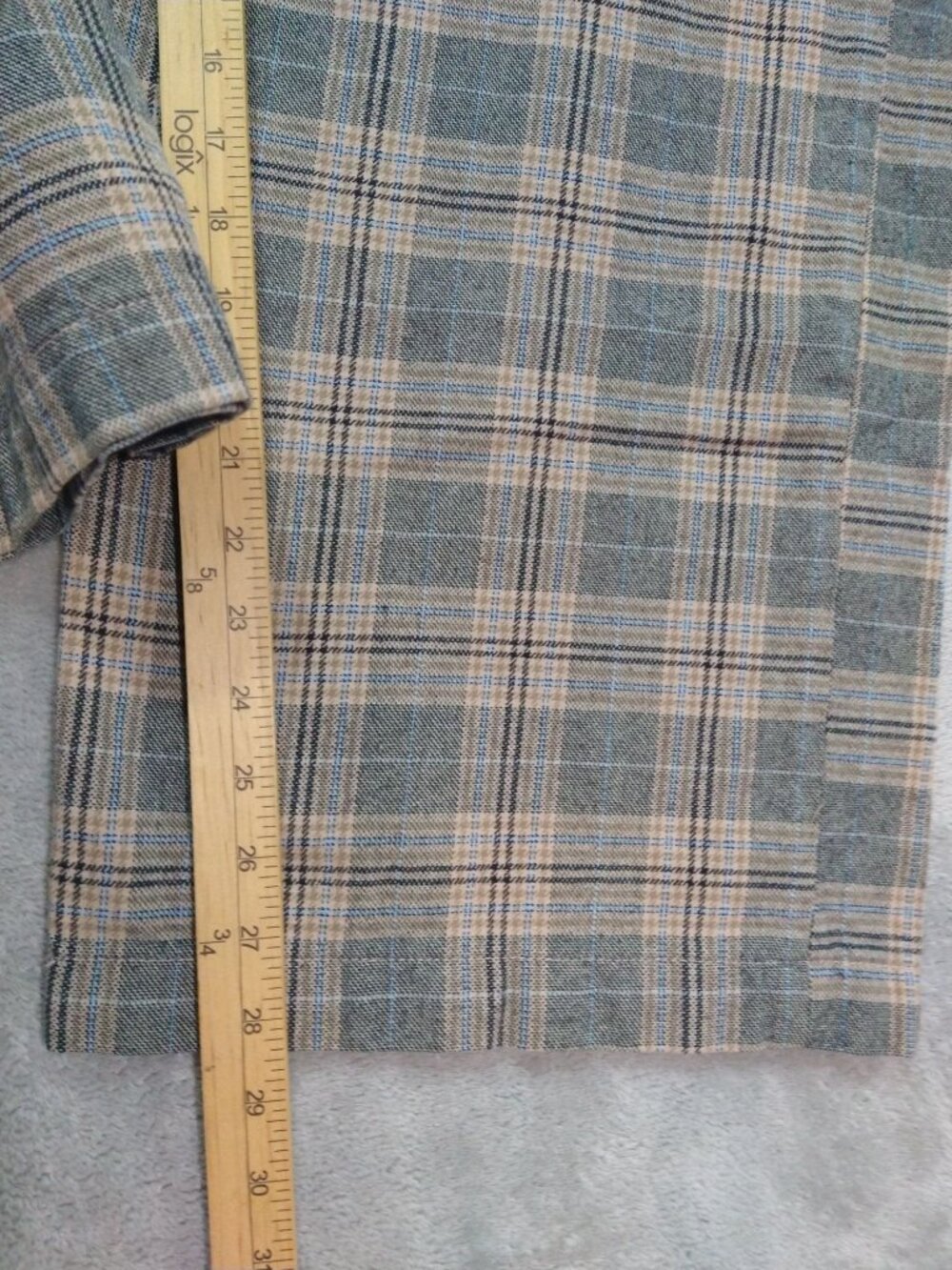 American Eagle Pants Womens 12 Short Beige Plaid Super High Rise Baggy Wide Leg - Picture 5 of 10